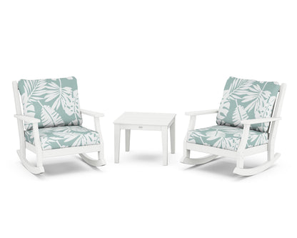 Country Living Wovendale 3-Piece Deep Seating Rocker Set in White / Leaf Glacier Spa