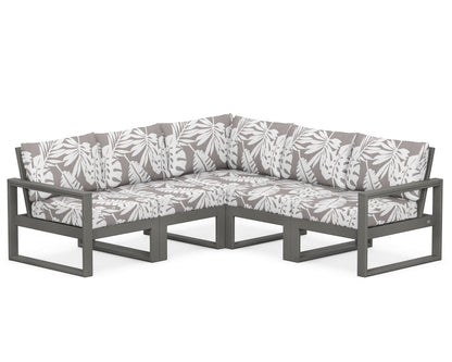 POLYWOOD® EDGE 5-Piece Modular Deep Seating Set in Slate Grey / Leaf Grey Mist