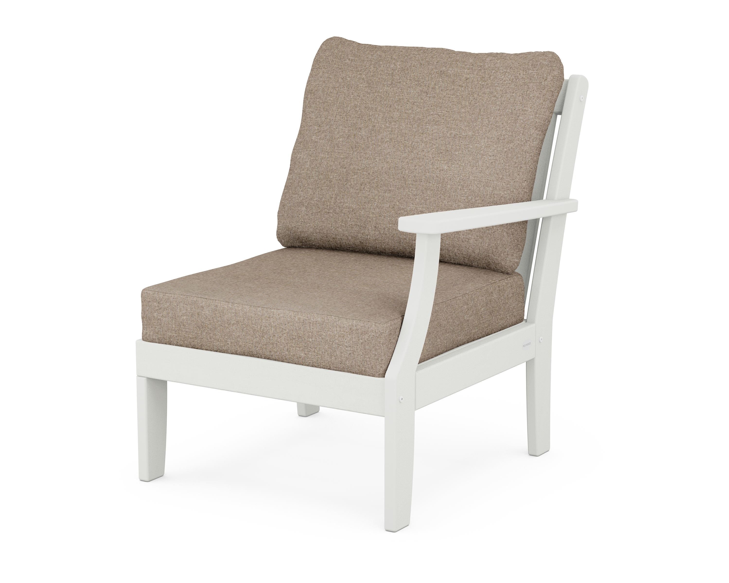 POLYWOOD® Braxton Modular Right Arm Chair in Vintage White / Spiced Burlap