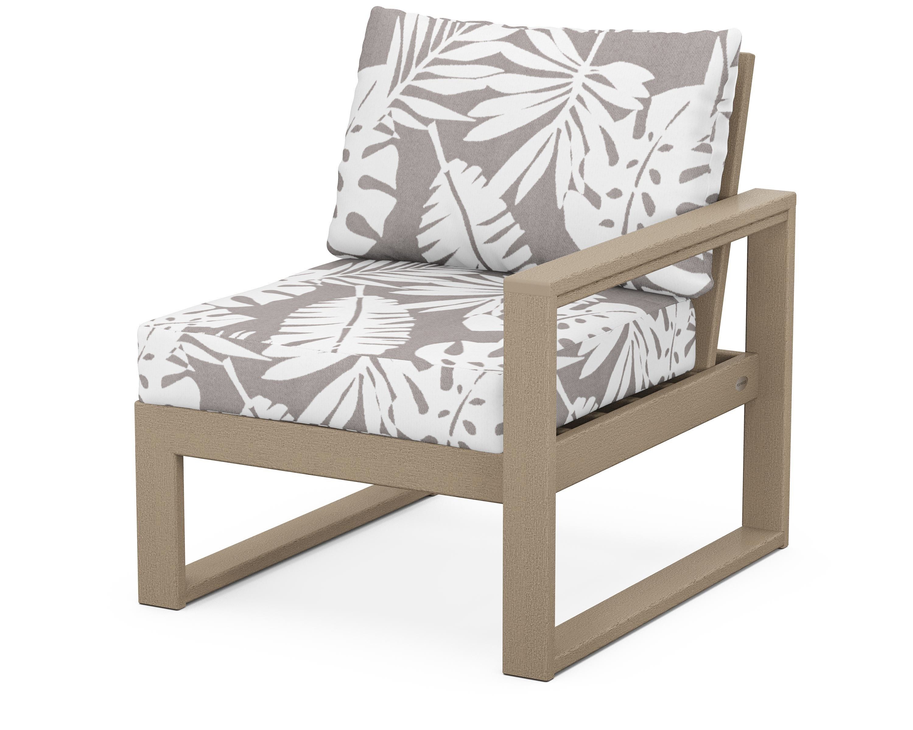 POLYWOOD® EDGE Modular Right Arm Chair in Vintage Sahara / Leaf Grey Mist