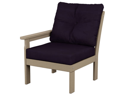 POLYWOOD® Vineyard Modular Left Arm Chair in Vintage Sahara / Navy Linen