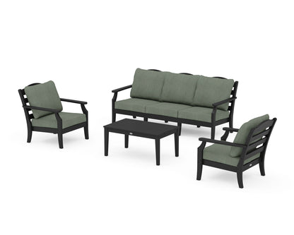 Draper James™ by  POLYWOOD® Savannah 4-Piece Deep Seating Set with Sofa in Black / Cast Sage