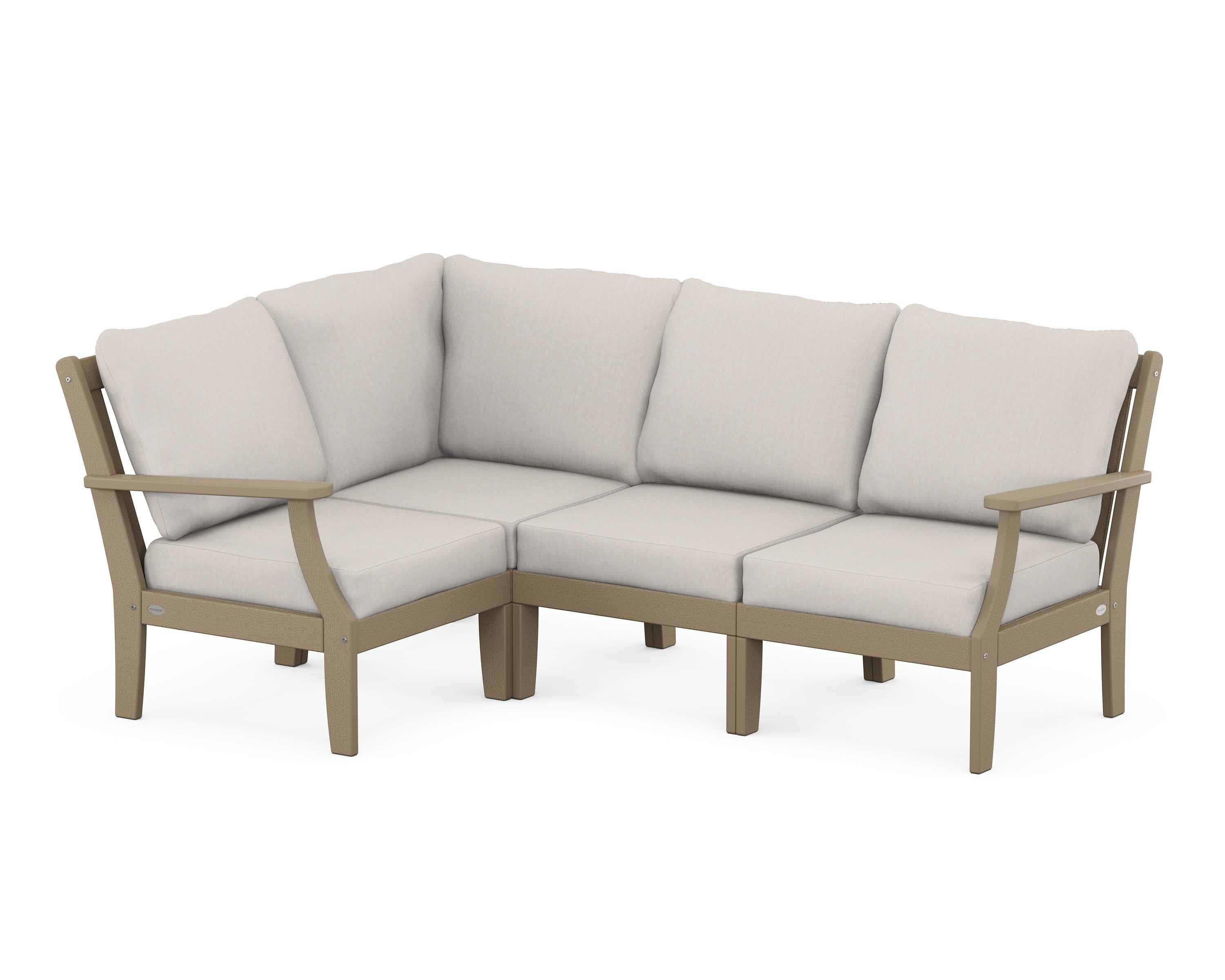 POLYWOOD® Braxton Modular 4-Piece Deep Seating Set in Vintage Sahara / Cast Ash