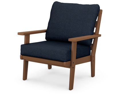 POLYWOOD® Grant Park Deep Seating Chair in Teak / Marine Indigo