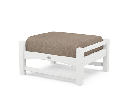 POLYWOOD® Club Ottoman in White / Spiced Burlap