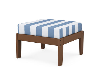 Unbranded Modular Ottoman - Classic in Teak / Cabana Stripe Sky Blue
