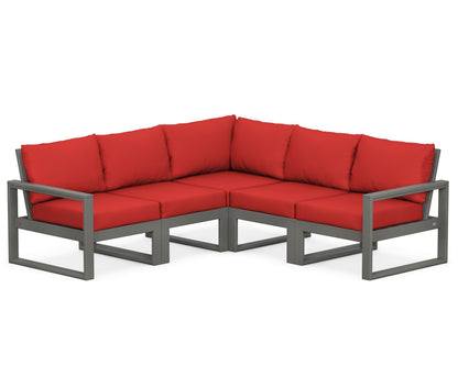 POLYWOOD® EDGE 5-Piece Modular Deep Seating Set in Slate Grey / Crimson Linen