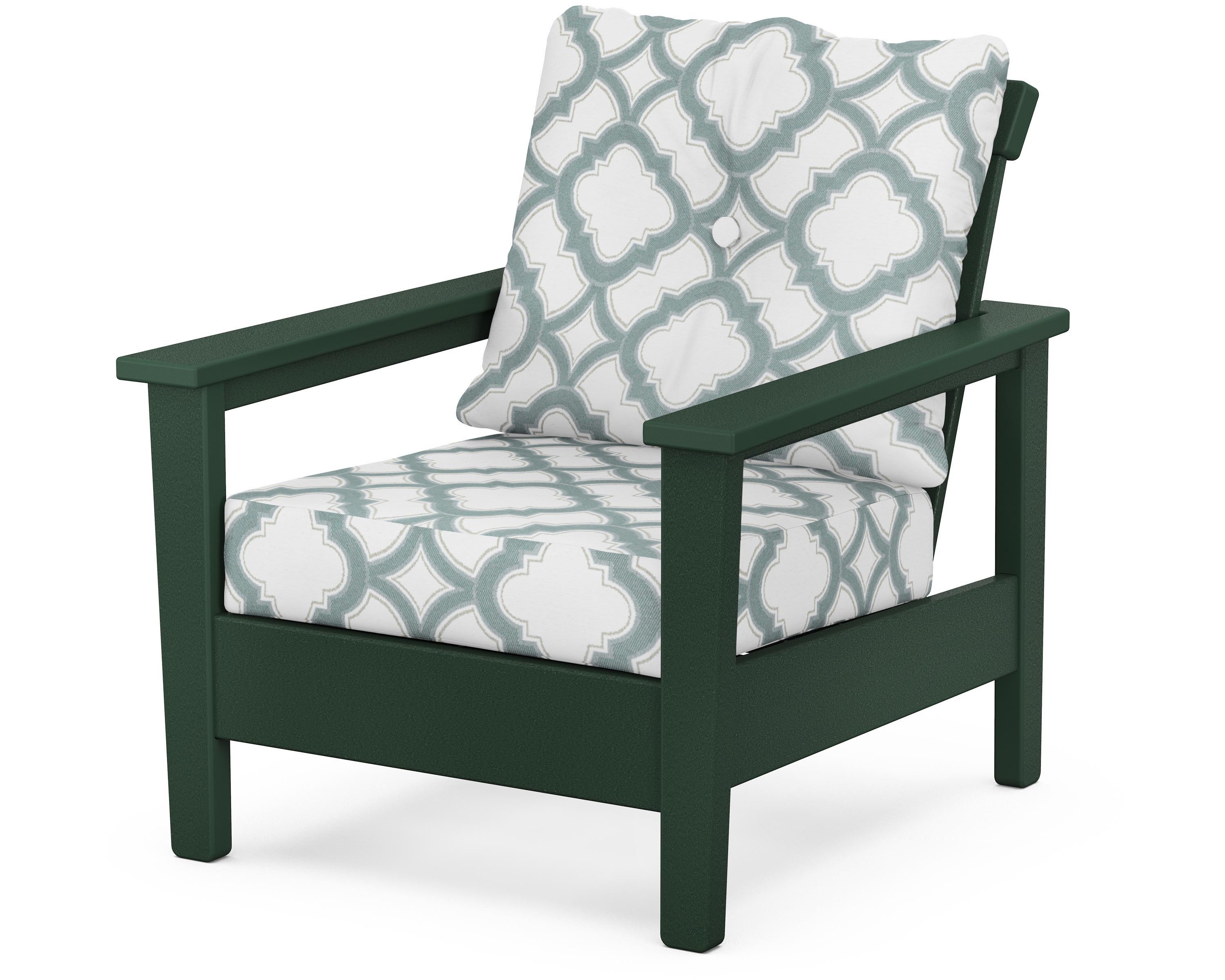 POLYWOOD® Prescott Deep Seating Chair in Green / Trellis Glacier Spa