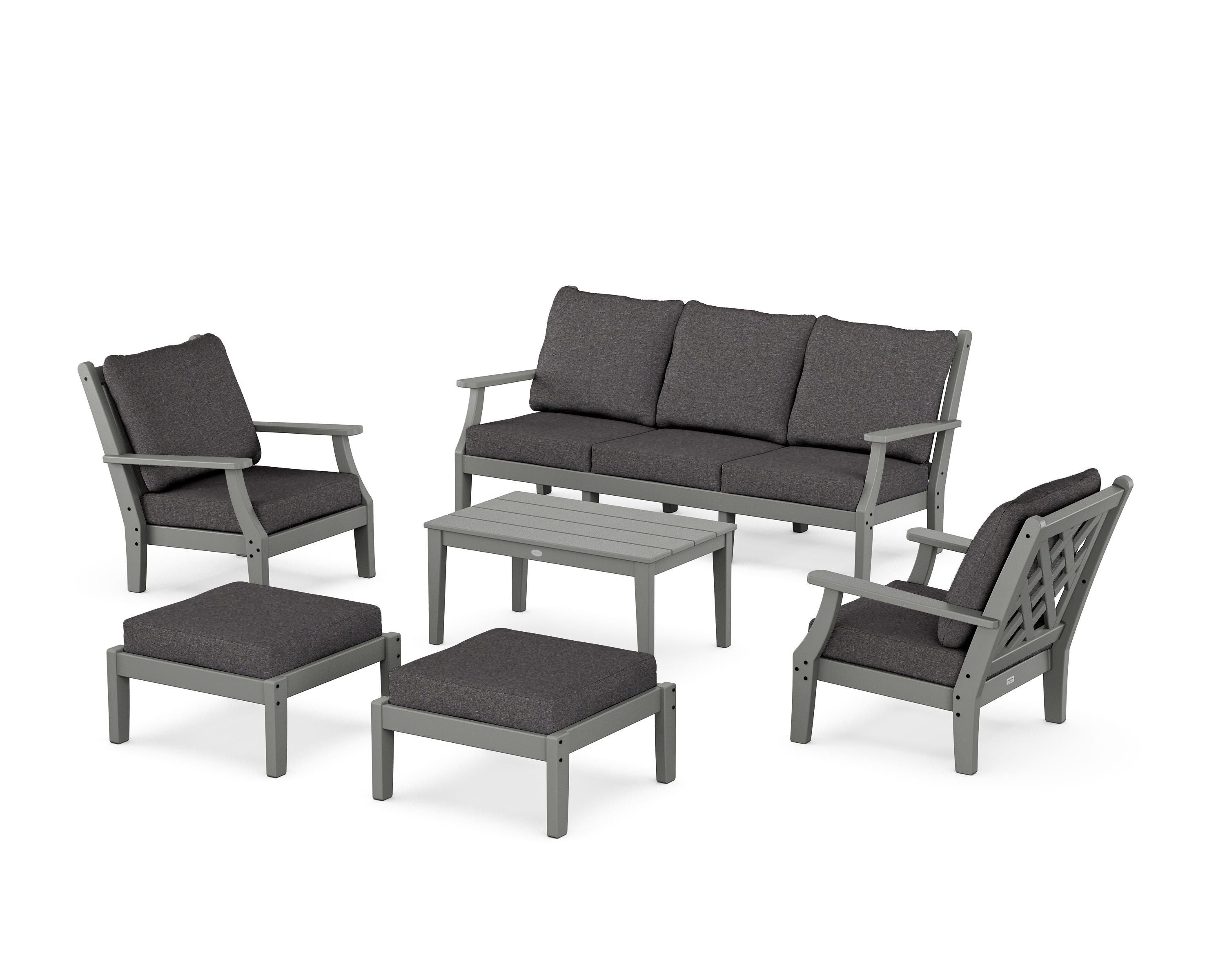 Country Living Wovendale 6-Piece Lounge Sofa Set in Slate Grey / Ash Charcoal