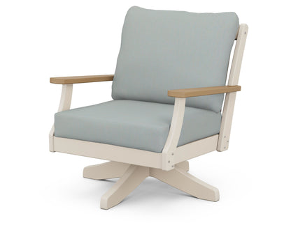 POLYWOOD® Braxton Deep Seating Swivel Chair in Sand / Natural / Spa