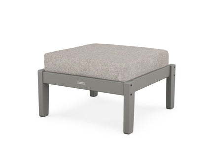 Martha Stewart by POLYWOOD® Chinoiserie Deep Seating Ottoman in Slate Grey / Weathered Tweed