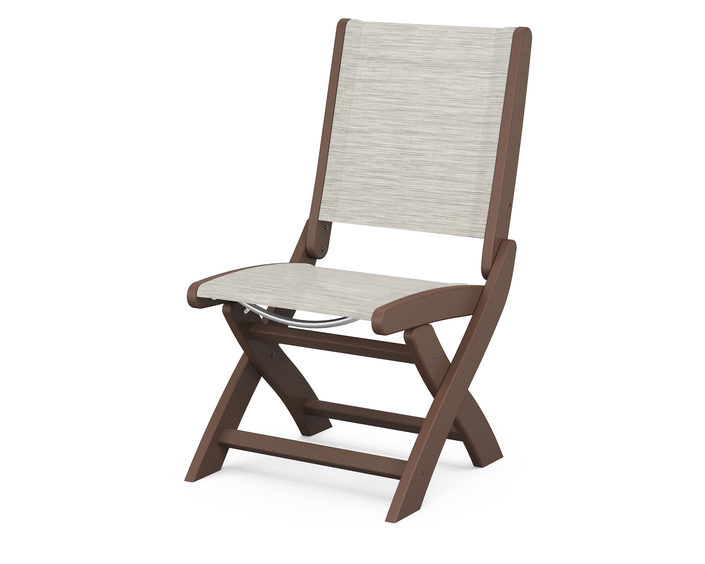 POLYWOOD® Coastal Folding Side Chair in Mahogany / Birch Sling