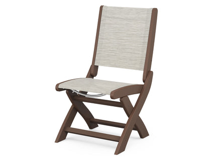 POLYWOOD® Coastal Folding Side Chair in Mahogany / Birch Sling