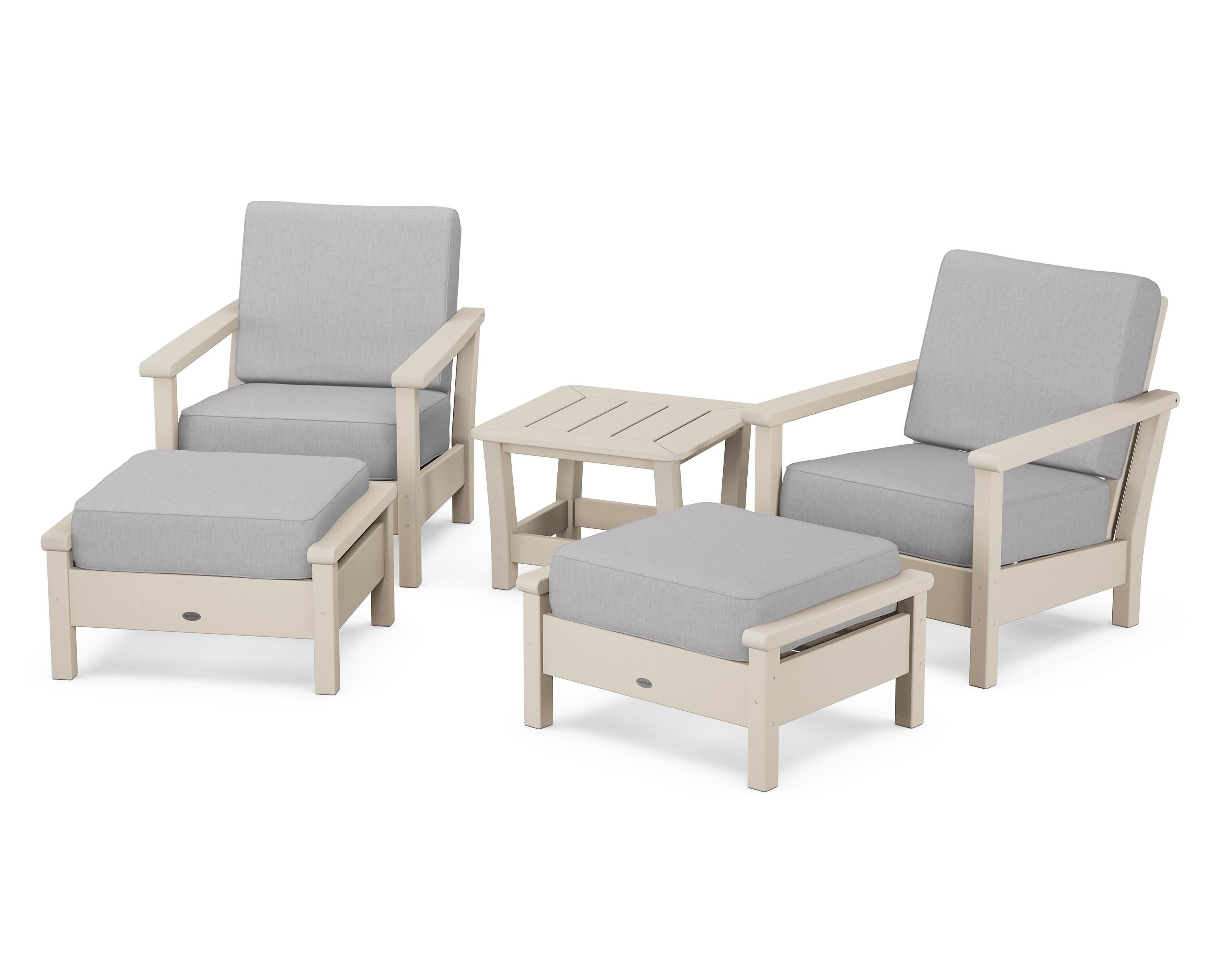 POLYWOOD® Harbour 5-Piece Deep Seating Chair Set in Sand / Granite