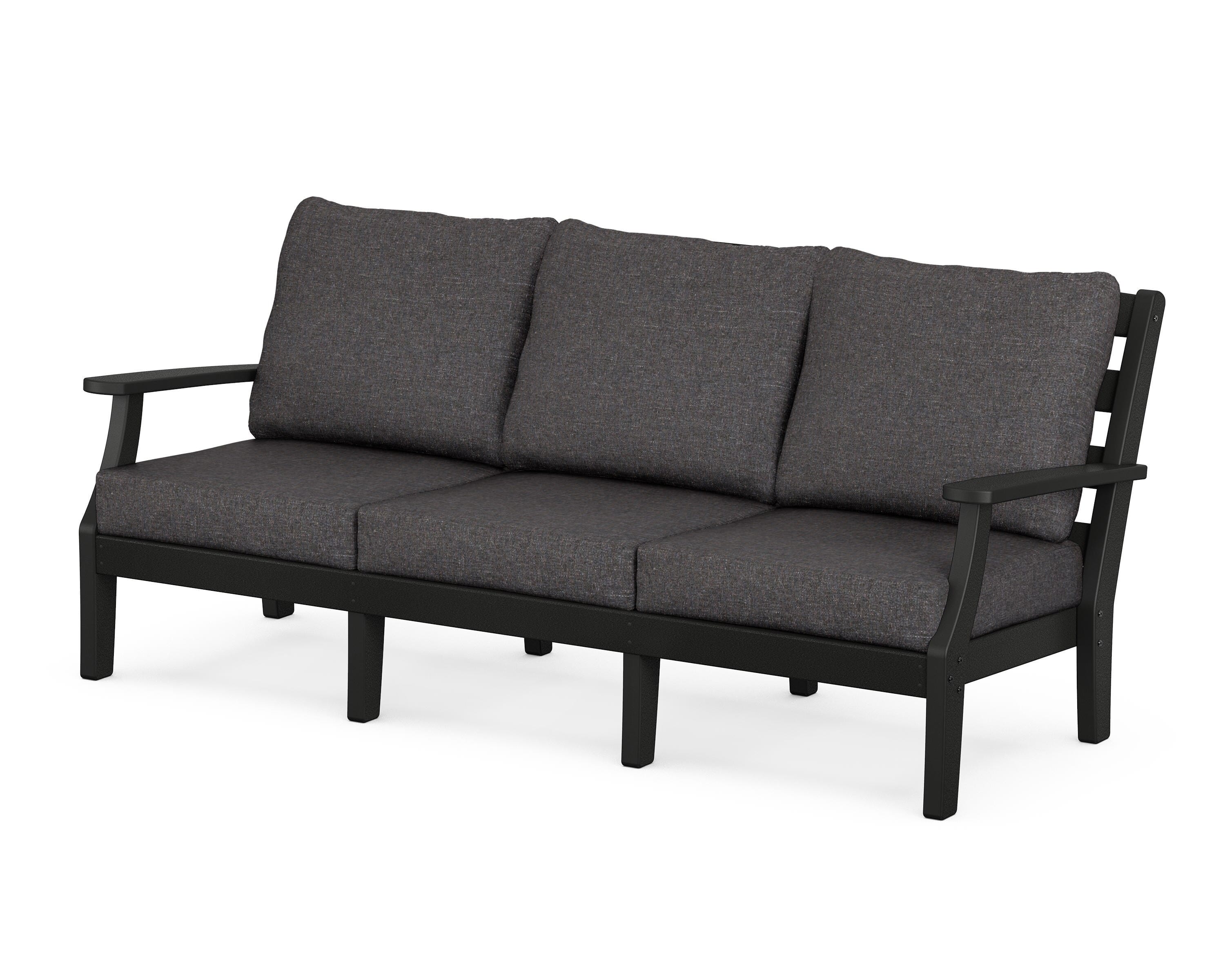 POLYWOOD® Chesapeake Deep Seating Sofa in Black / Ash Charcoal