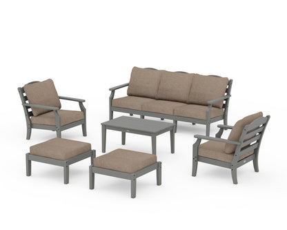 Draper James™ by  POLYWOOD® Savannah 6-Piece Lounge Sofa Set in Slate Grey / Spiced Burlap
