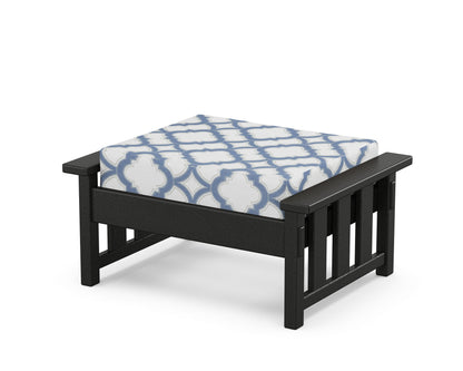 Martha Stewart by POLYWOOD® Acadia Deep Seating Ottoman in Black / Trellis Sky Blue