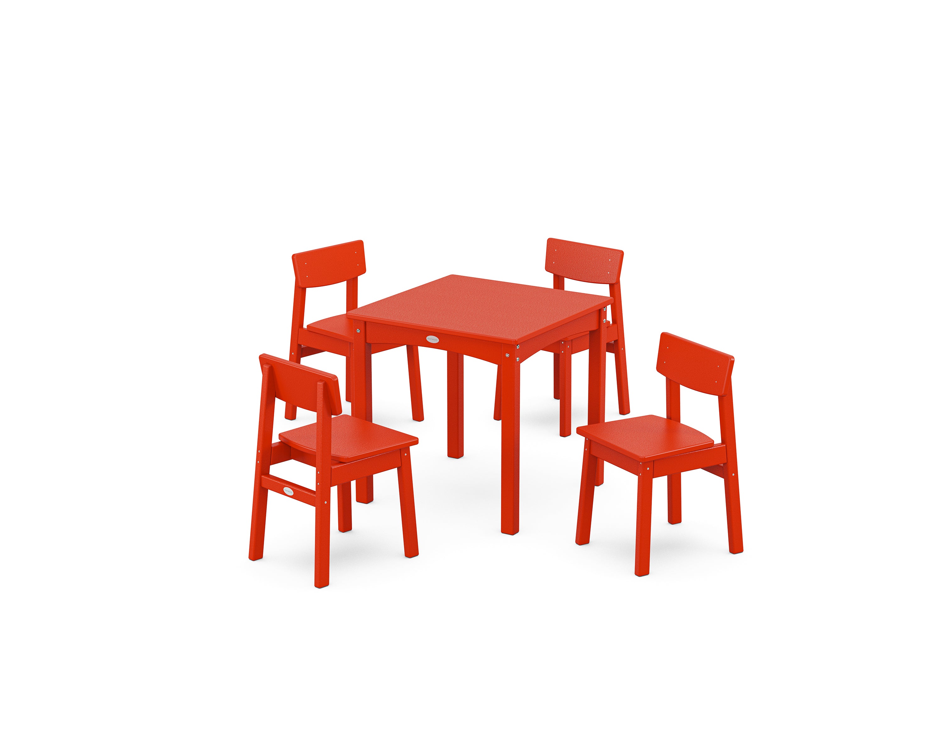POLYWOOD® Modern Studio Kids 5-Piece Dining Set in Sunset Red