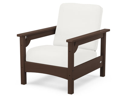 POLYWOOD® Club Chair in Mahogany / Natural Linen