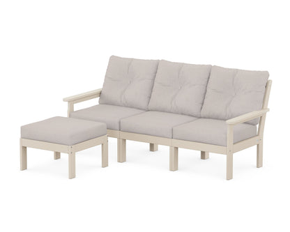 POLYWOOD® Vineyard 4-Piece Sectional with Ottoman in Sand / Dune Burlap