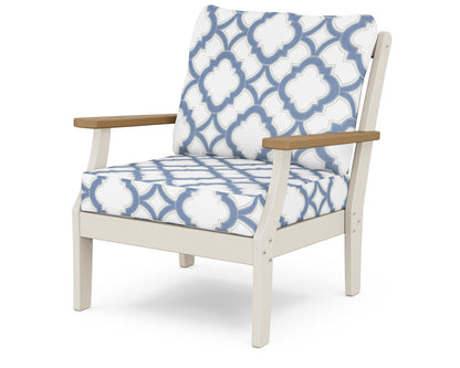 POLYWOOD® Braxton Deep Seating Chair in Sand / Natural / Trellis Sky Blue
