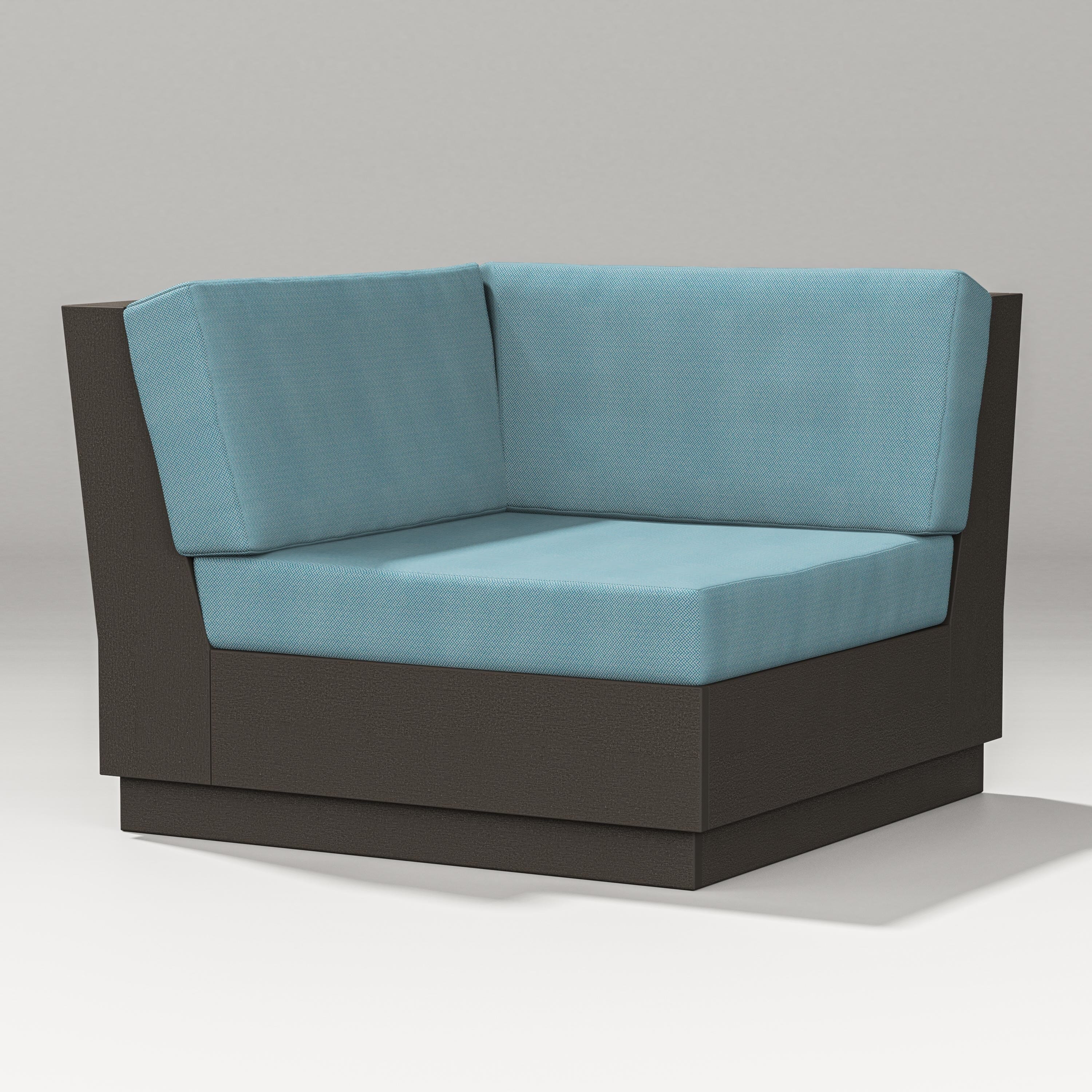 PW Designer Series Elevate Modular Corner Chair in Vintage Coffee / Lattice Sky Blue