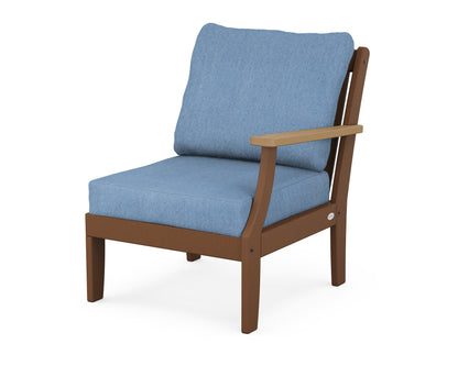 POLYWOOD® Braxton Modular Right Arm Chair in Teak / Natural / Sky Blue