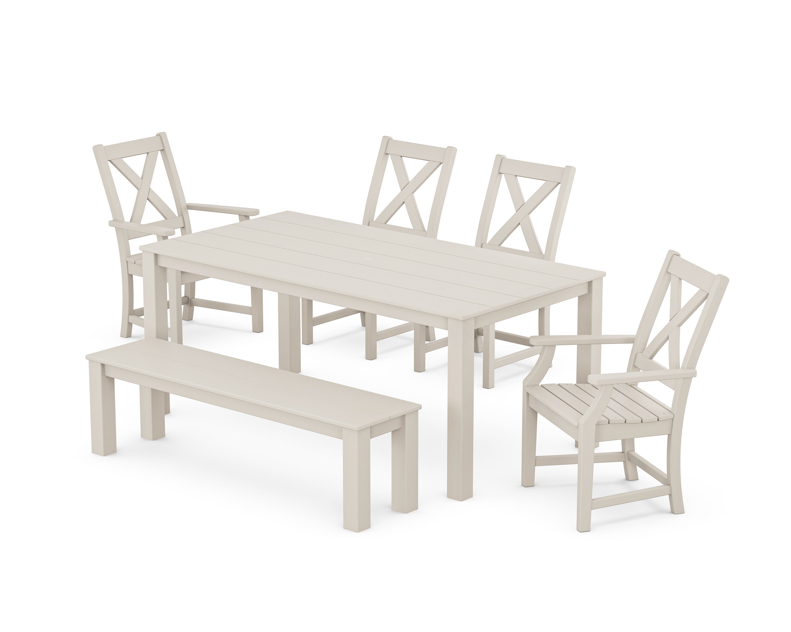 POLYWOOD® Braxton 6-Piece Parsons Dining Set with Bench in Sand