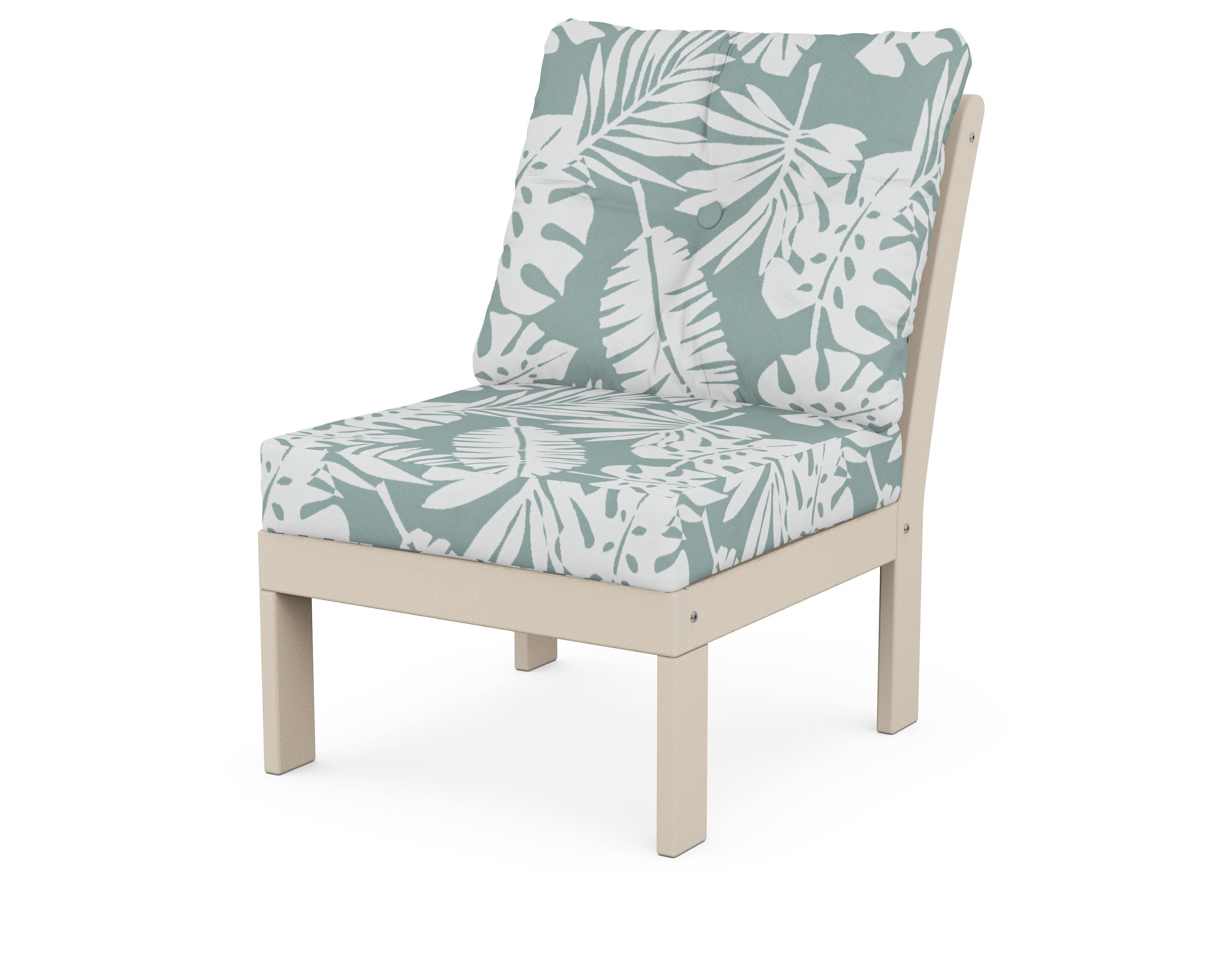 POLYWOOD® Vineyard Modular Armless Chair in Sand / Leaf Glacier Spa