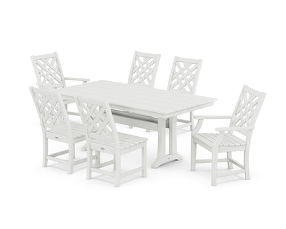 Country Living Wovendale 7-Piece Farmhouse Dining Set with Trestle Legs in White