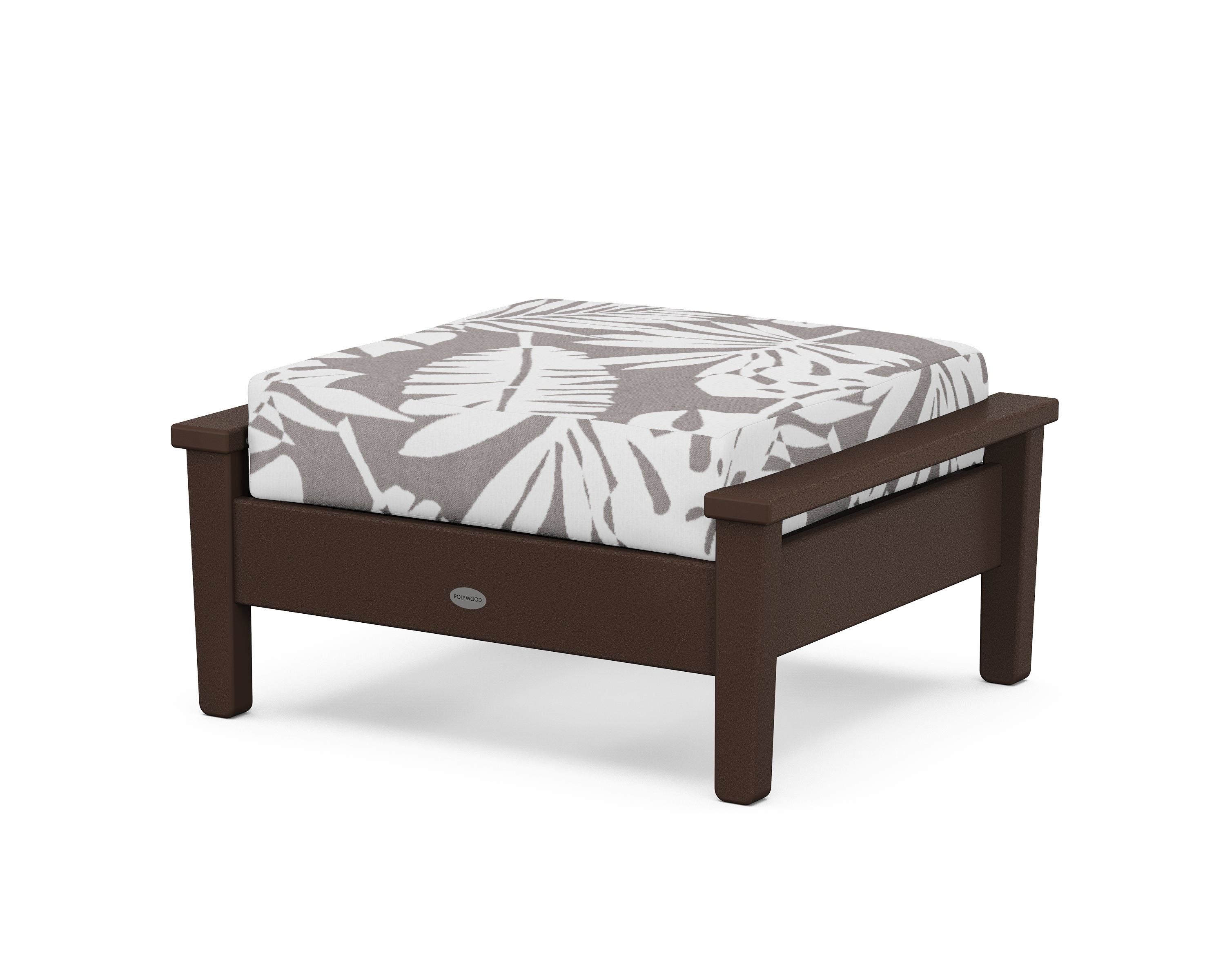 POLYWOOD® Prescott Deep Seating Ottoman in Mahogany / Leaf Grey Mist