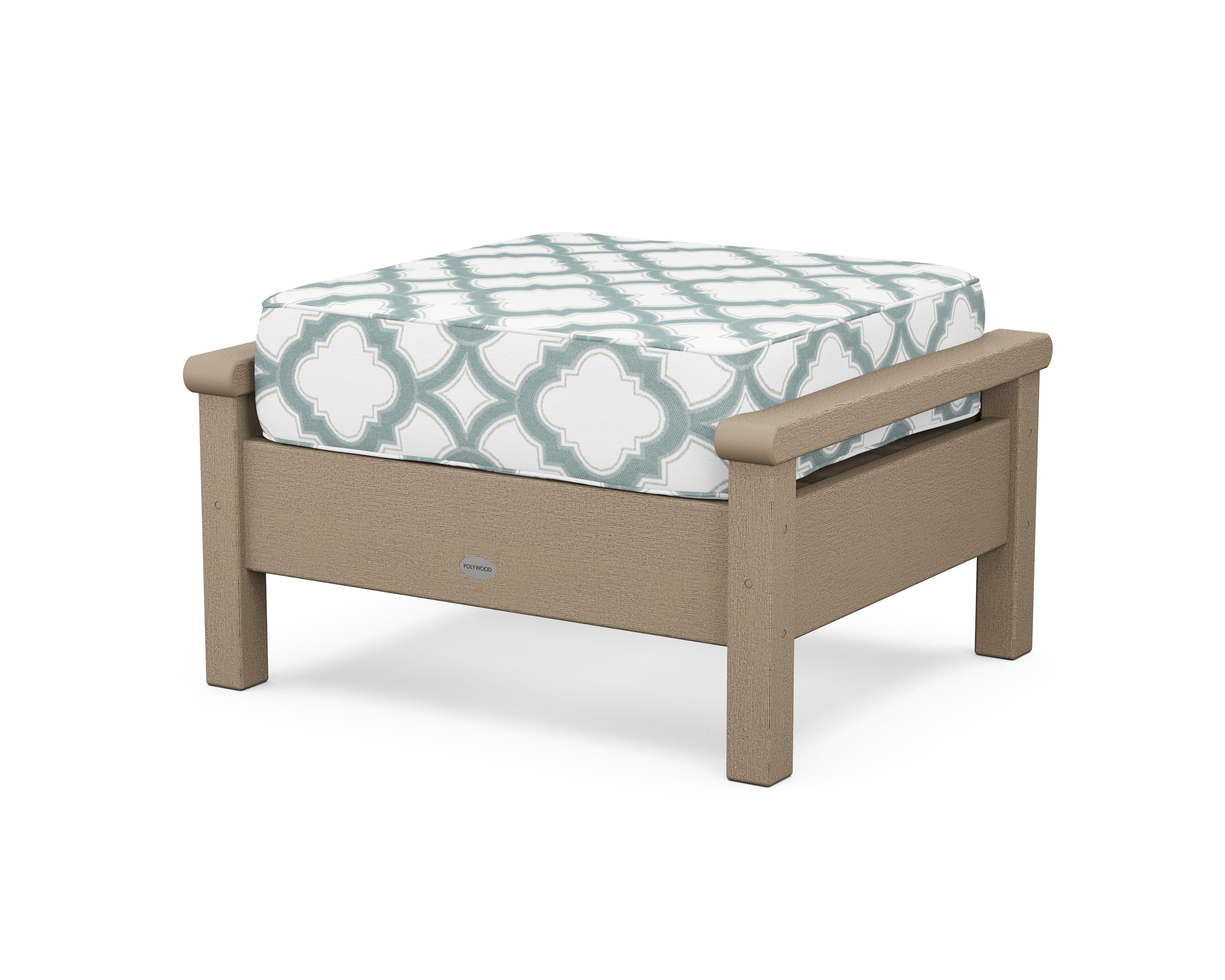 POLYWOOD® Harbour Deep Seating Ottoman in Vintage Sahara / Trellis Glacier Spa