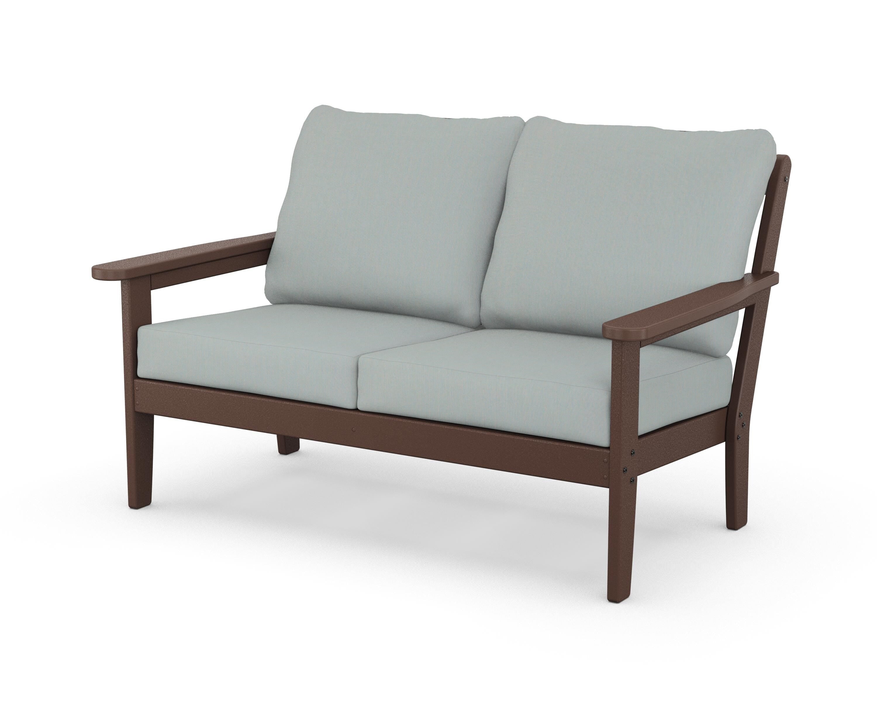 Country Living Cottage Deep Seating Loveseat in Mahogany / Spa