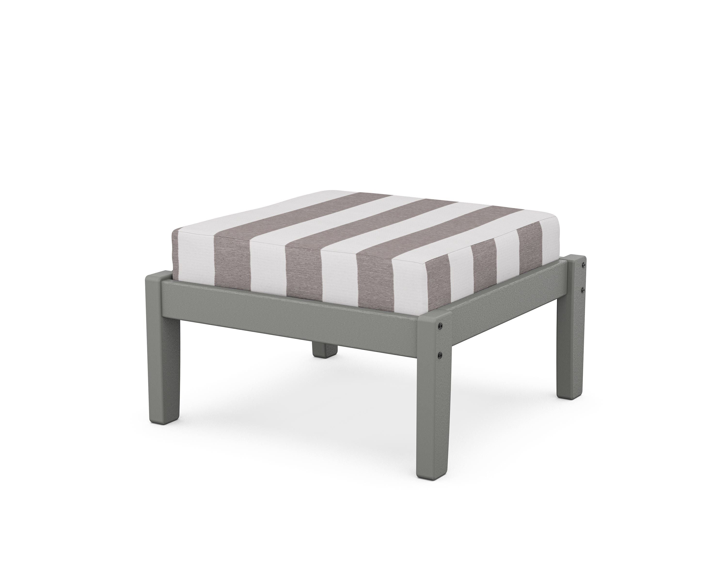 Unbranded Deep Seating Ottoman in Slate Grey / Cabana Stripe Grey Mist
