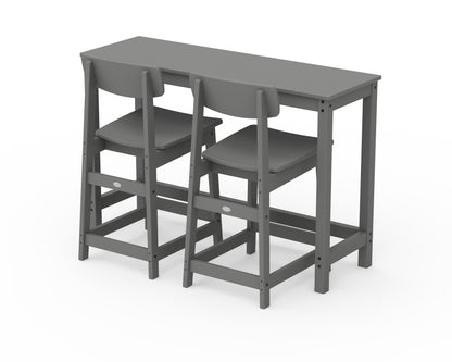 POLYWOOD® Modern Studio Urban Counter Chair 3-Piece Balcony Set in Slate Grey
