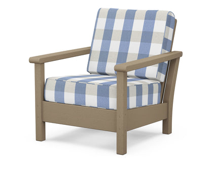 POLYWOOD® Harbour Deep Seating Chair in Vintage Sahara / Buffalo Plaid Sky Blue