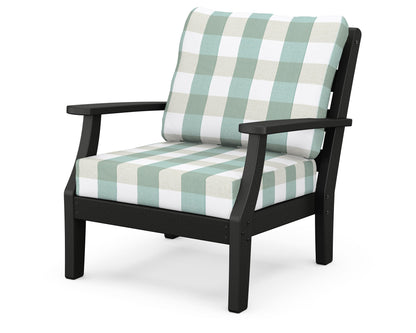 POLYWOOD® Chesapeake Deep Seating Chair in Black / Buffalo Plaid Glacier Spa
