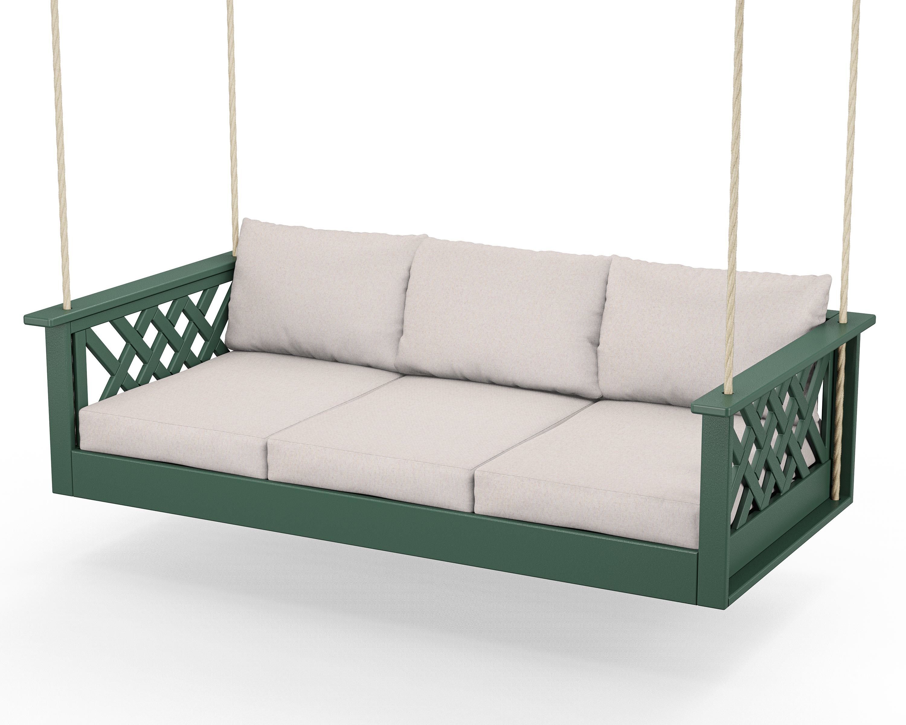 Country Living Wovendale Daybed Swing in Green / Dune Burlap