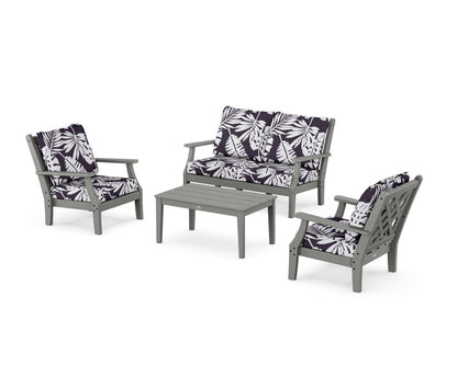 Country Living Wovendale 4-Piece Deep Seating Set with Loveseat in Slate Grey / Leaf Navy