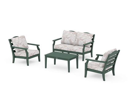 Draper James™ by  POLYWOOD® Savannah 4-Piece Deep Seating Set with Loveseat in Green / Leaf Dune Burlap