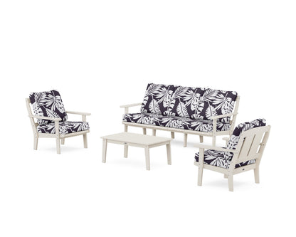 POLYWOOD® Mission 4-Piece Deep Seating Set with Sofa in Sand / Leaf Navy