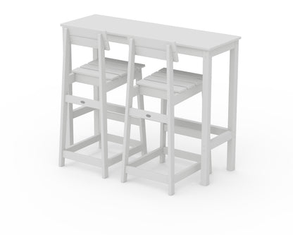 POLYWOOD® Modern Studio Plaza Bar Chair 3-Piece Balcony Set in White