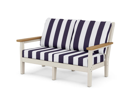 POLYWOOD® Chippendale Deep Seating Loveseat in Sand / Natural / Cabana Stripe Navy