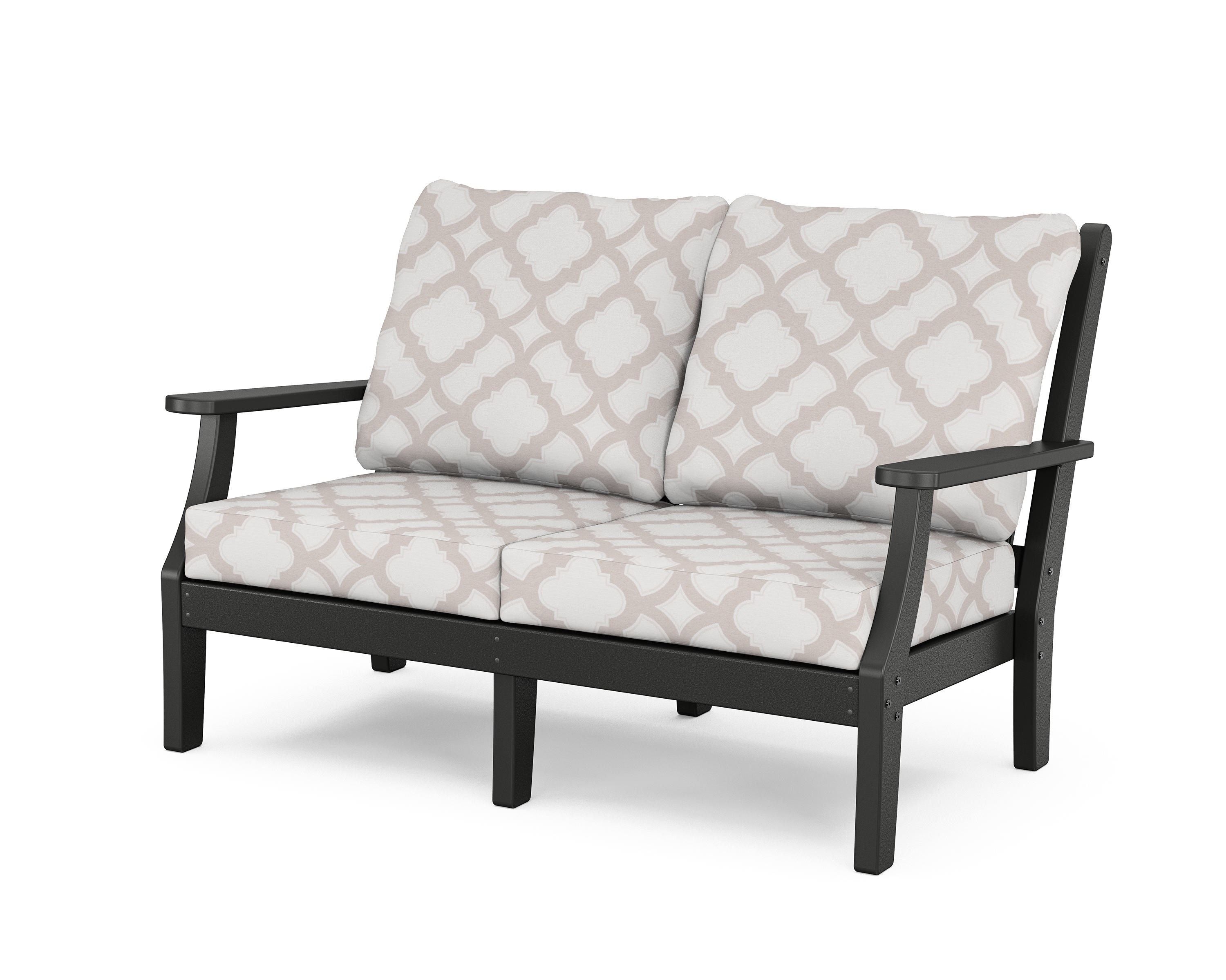 Country Living Wovendale Deep Seating Loveseat in Black / Trellis Dune Burlap