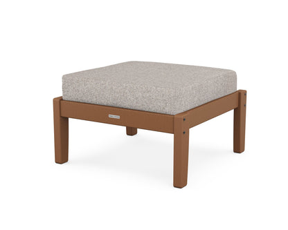 Martha Stewart by POLYWOOD® Chinoiserie Deep Seating Ottoman in Teak / Weathered Tweed