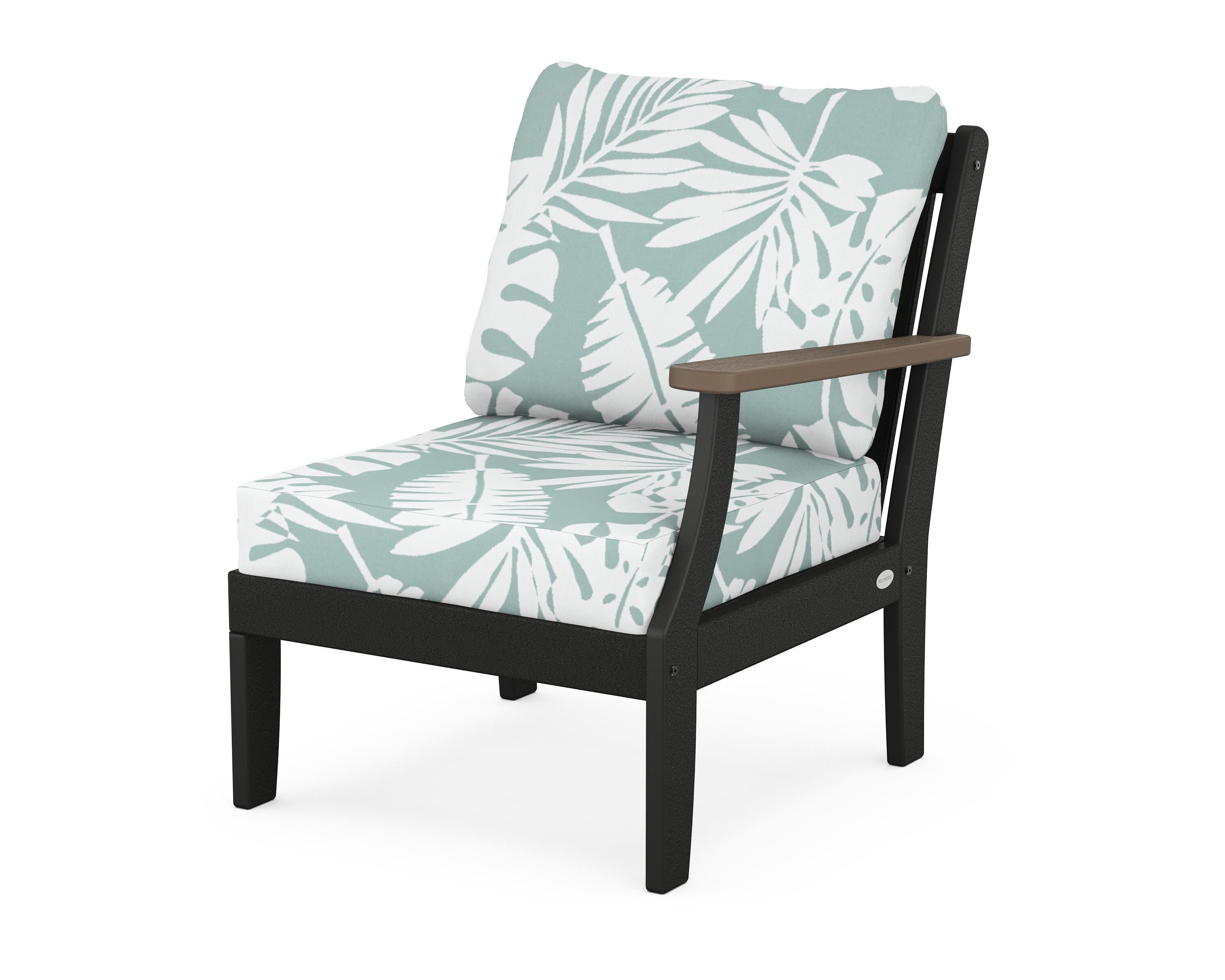 POLYWOOD® Braxton Modular Right Arm Chair in Black / Kona / Leaf Glacier Spa