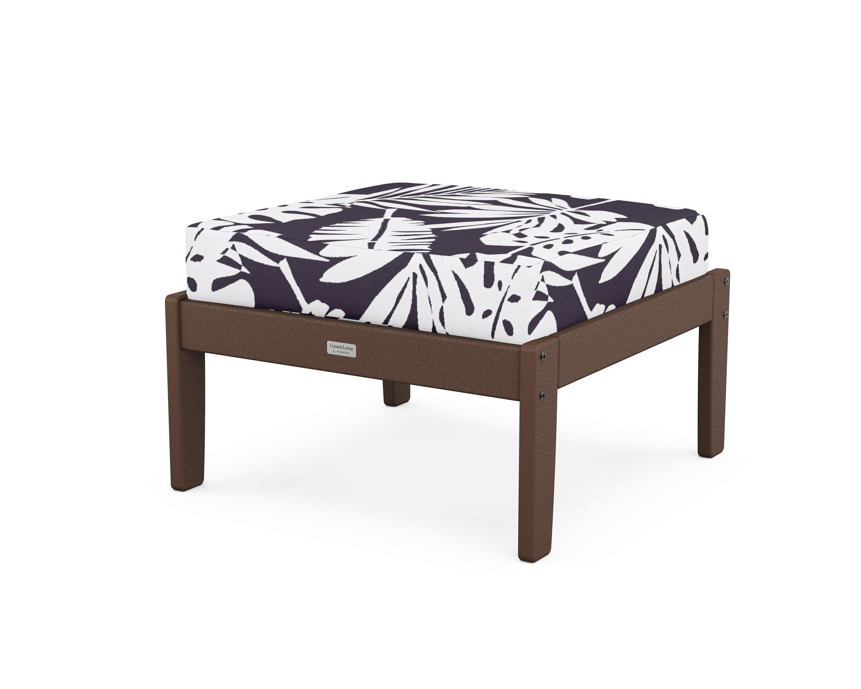 Country Living Cottage Deep Seating Ottoman in Mahogany / Leaf Navy