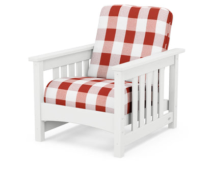 POLYWOOD® Club Mission Chair in White / Buffalo Plaid Crimson