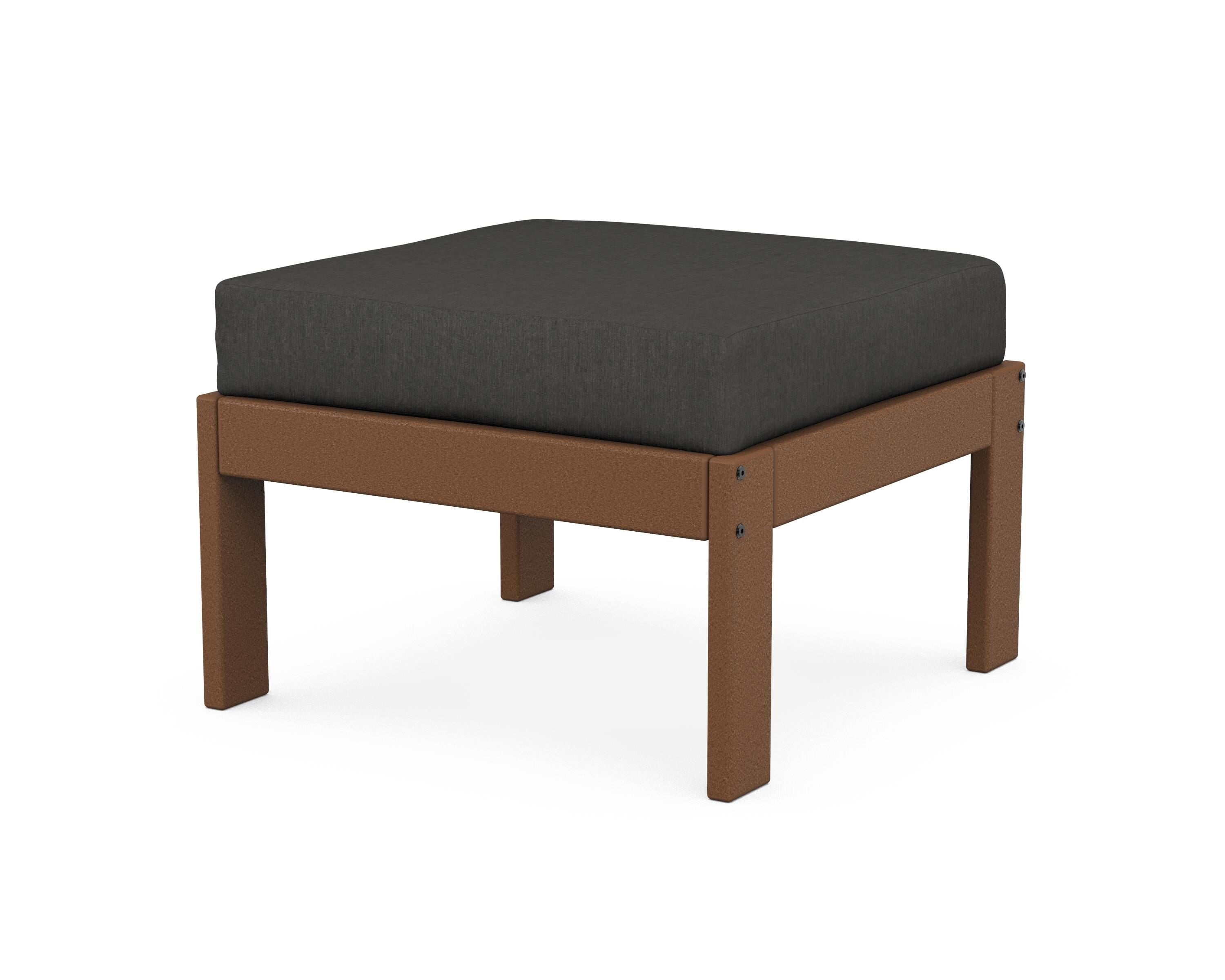 POLYWOOD® Vineyard Modular Ottoman in Teak / Spectrum Carbon
