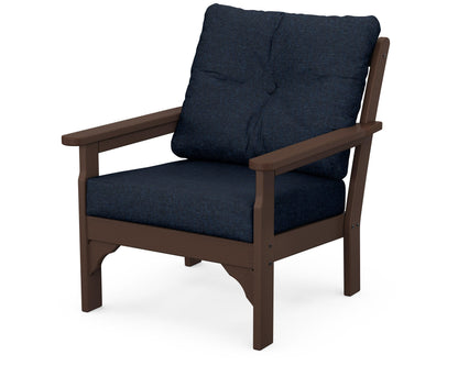 POLYWOOD® Vineyard Deep Seating Chair in Mahogany / Marine Indigo